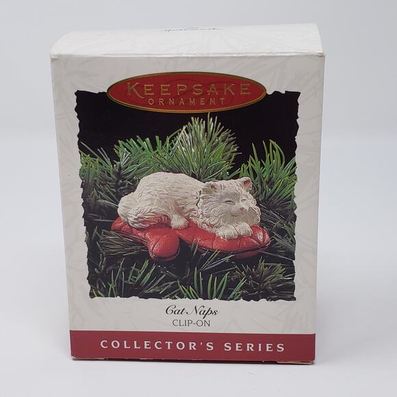 1995 Hallmark Cat Naps #2 Handcrafted Keepsake Clip-On Holiday Ornament - Picture 1 of 9